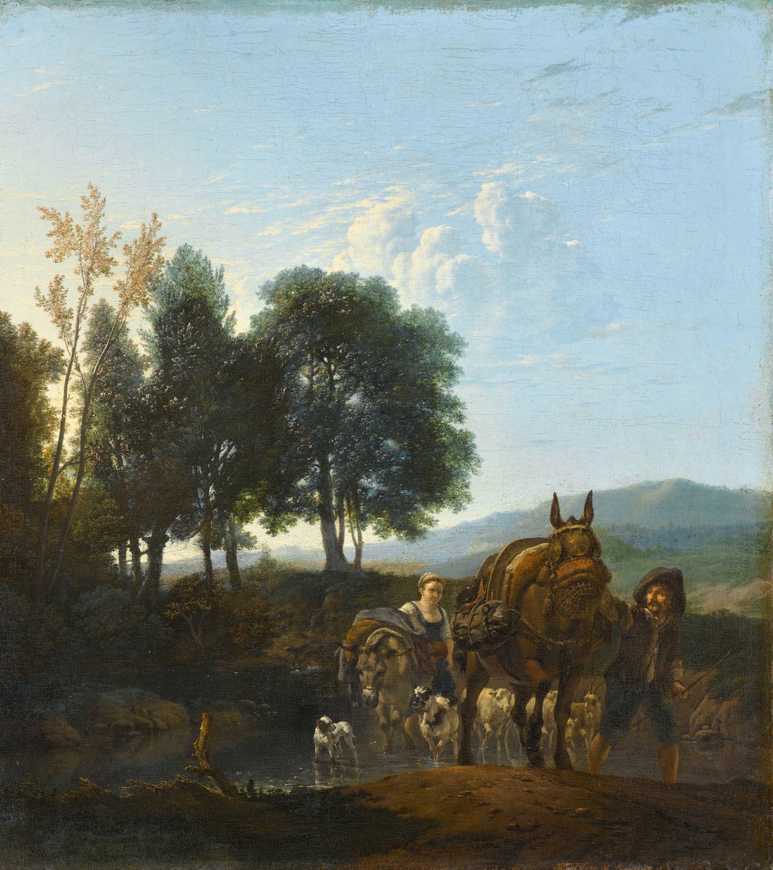 Landschap met muildierdrijver door Karel Du Jardin