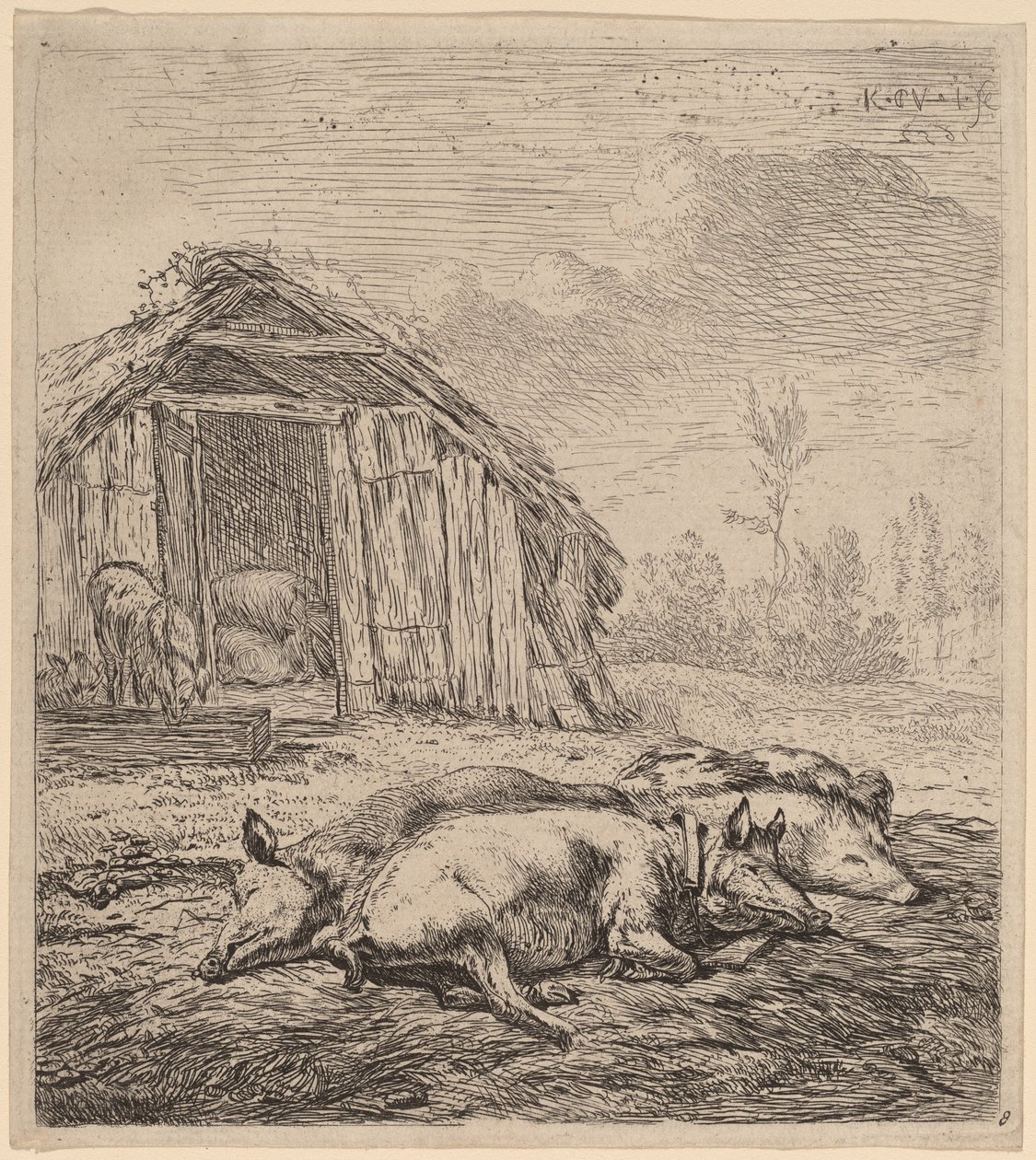 Drie varkens door Karel Dujardin