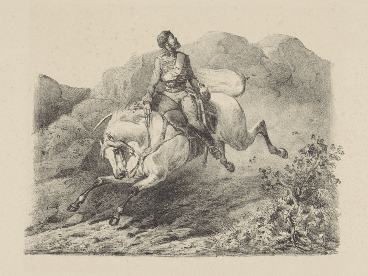 Vluchtende soldaat te paard door Karel Frederik Bombled