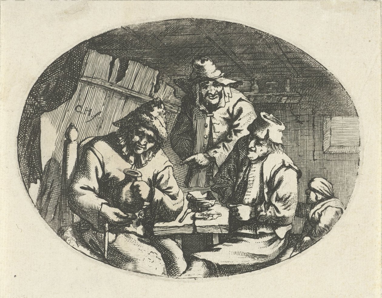 Boerengezelschap aan een tafel door Karel Hagenbeek