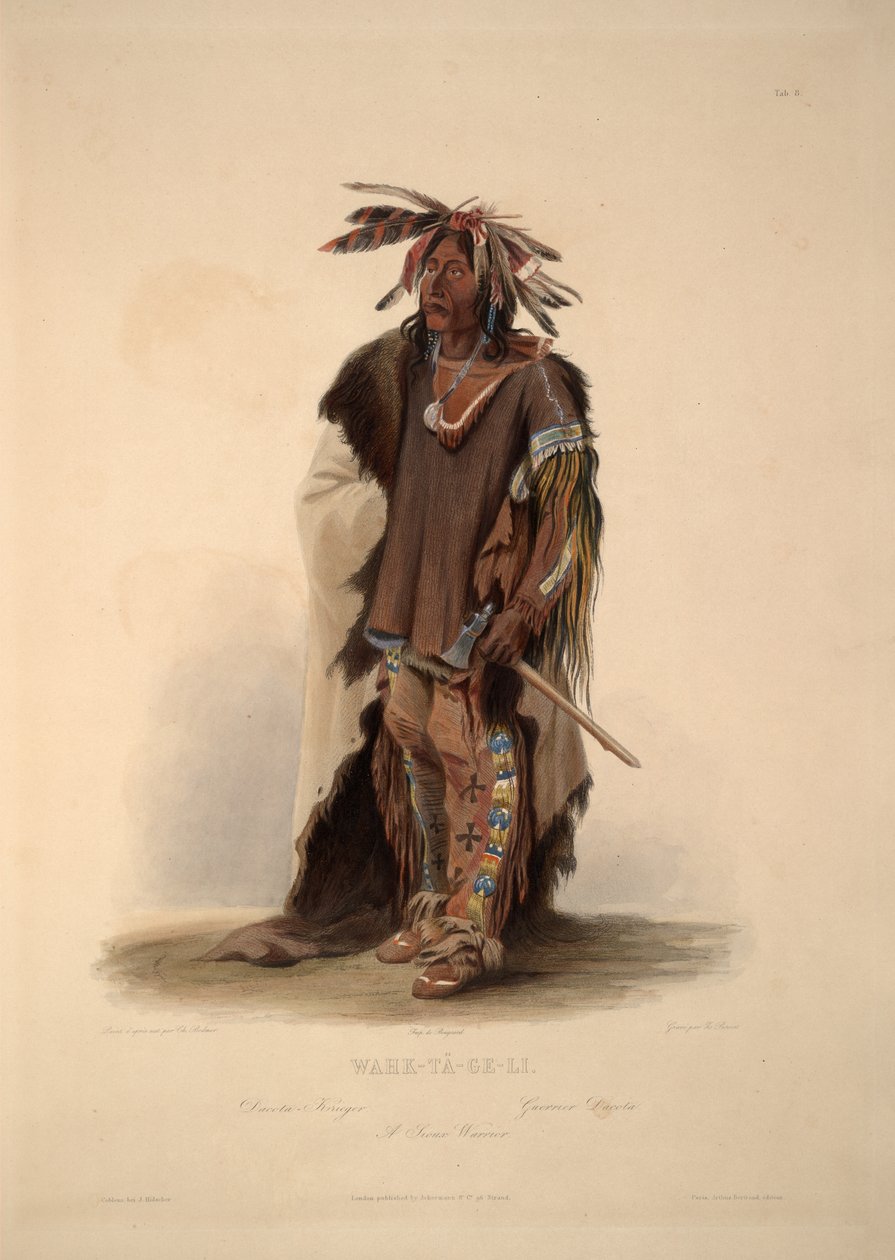 Een Sioux-krijger door Karl Bodmer