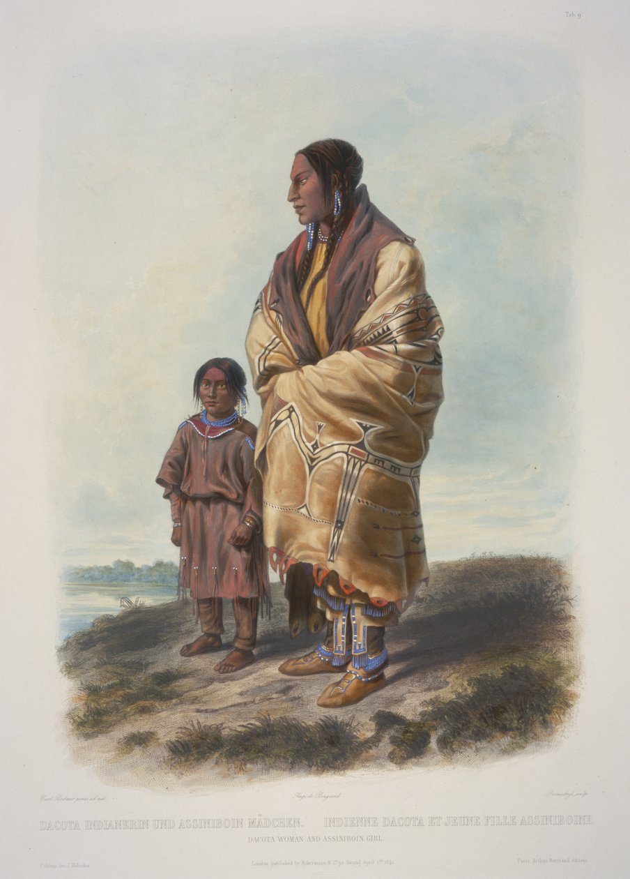 Dakota-vrouw en Assiniboin-meisje door Karl Bodmer