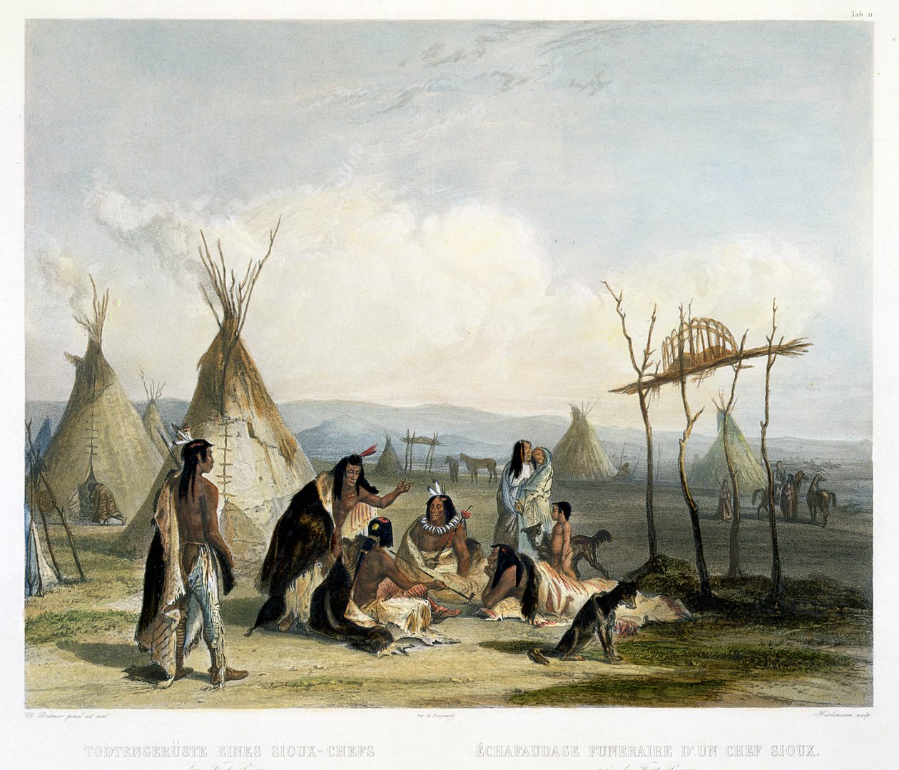 Begrafenisschavot van een Sioux-hoofdman nabij Fort Pierre, plaat 11 uit Volume 2 van 