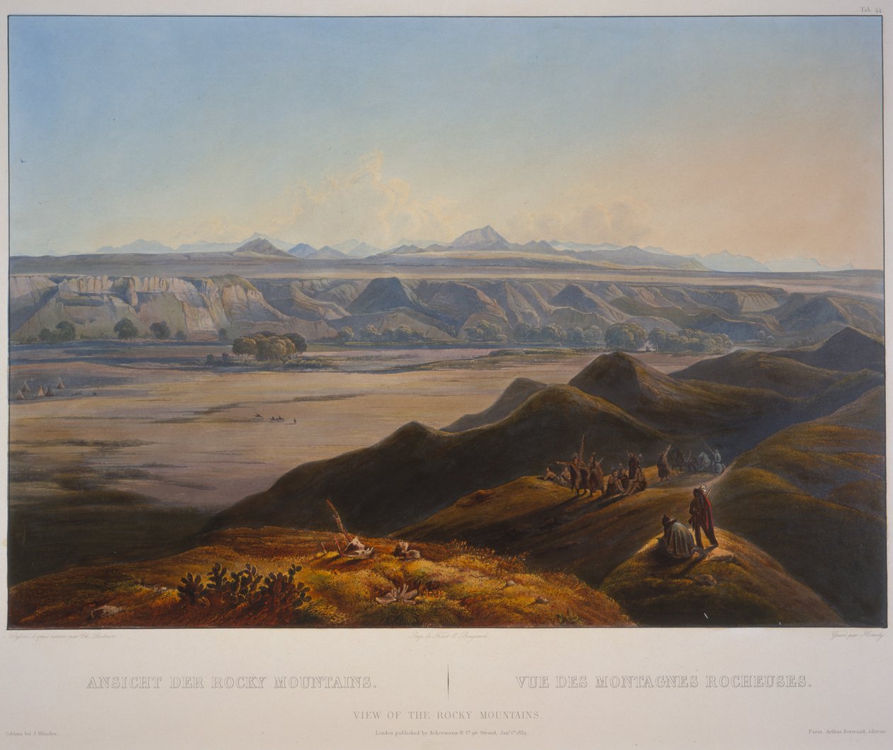 Uitzicht op de Rocky Mountains door Karl Bodmer