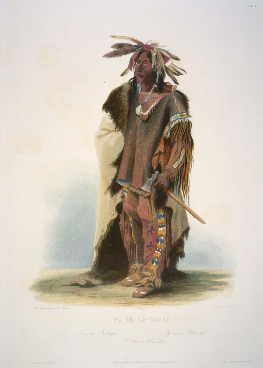 Wahk-ta-Ge-Li. Een Sioux-krijger door Karl Bodmer