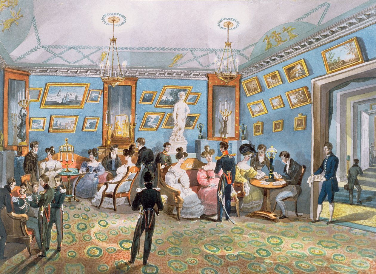 Een society salon, c.1830 door Karl Ivanovich Kolmann