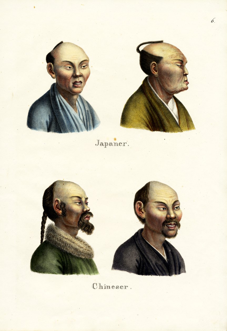 Japanse mensen, 1824 door Karl Joseph Brodtmann
