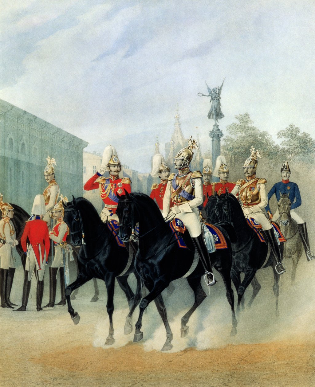 Keizer Nicolaas I (1796-1855) en Groothertog Alexander (1845-94) in Sint-Petersburg, 1843 door Karl Karlovich Piratsky