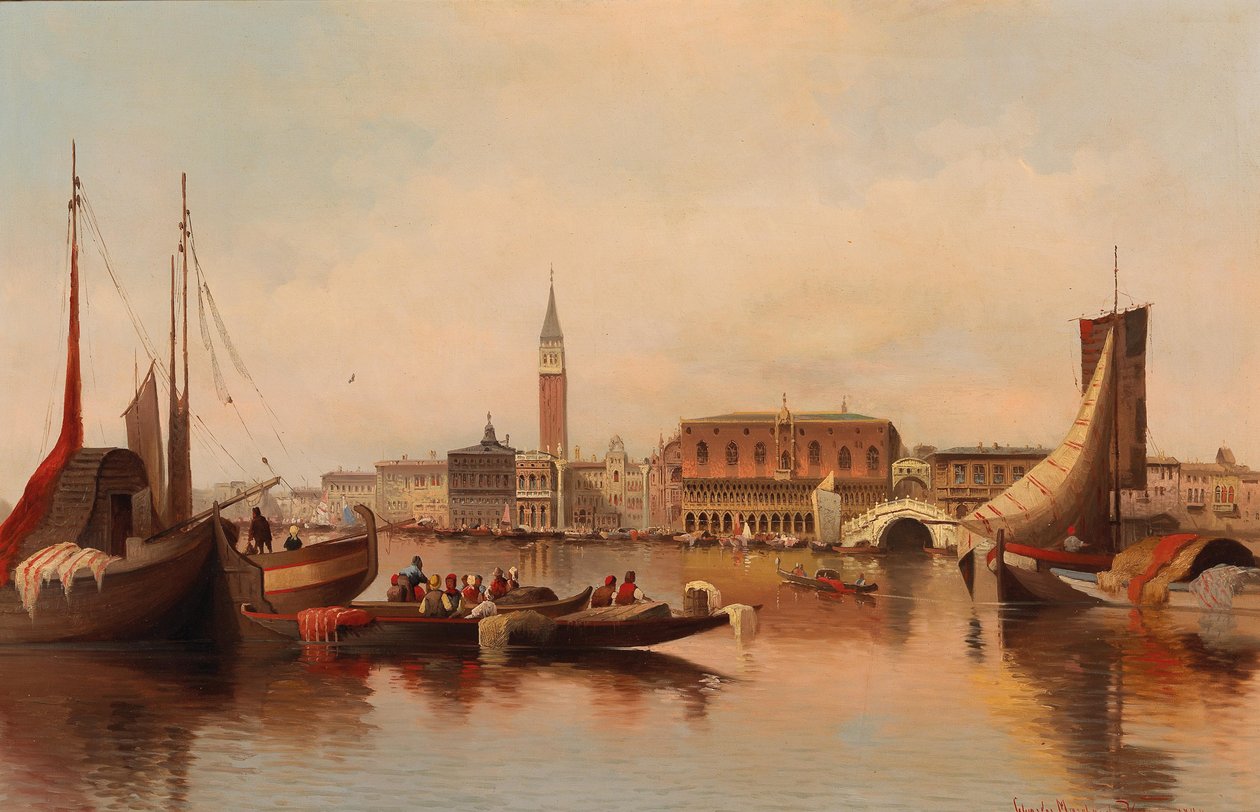 Venetiaanse scène met uitzicht op het San Marcoplein door Karl Kaufmann