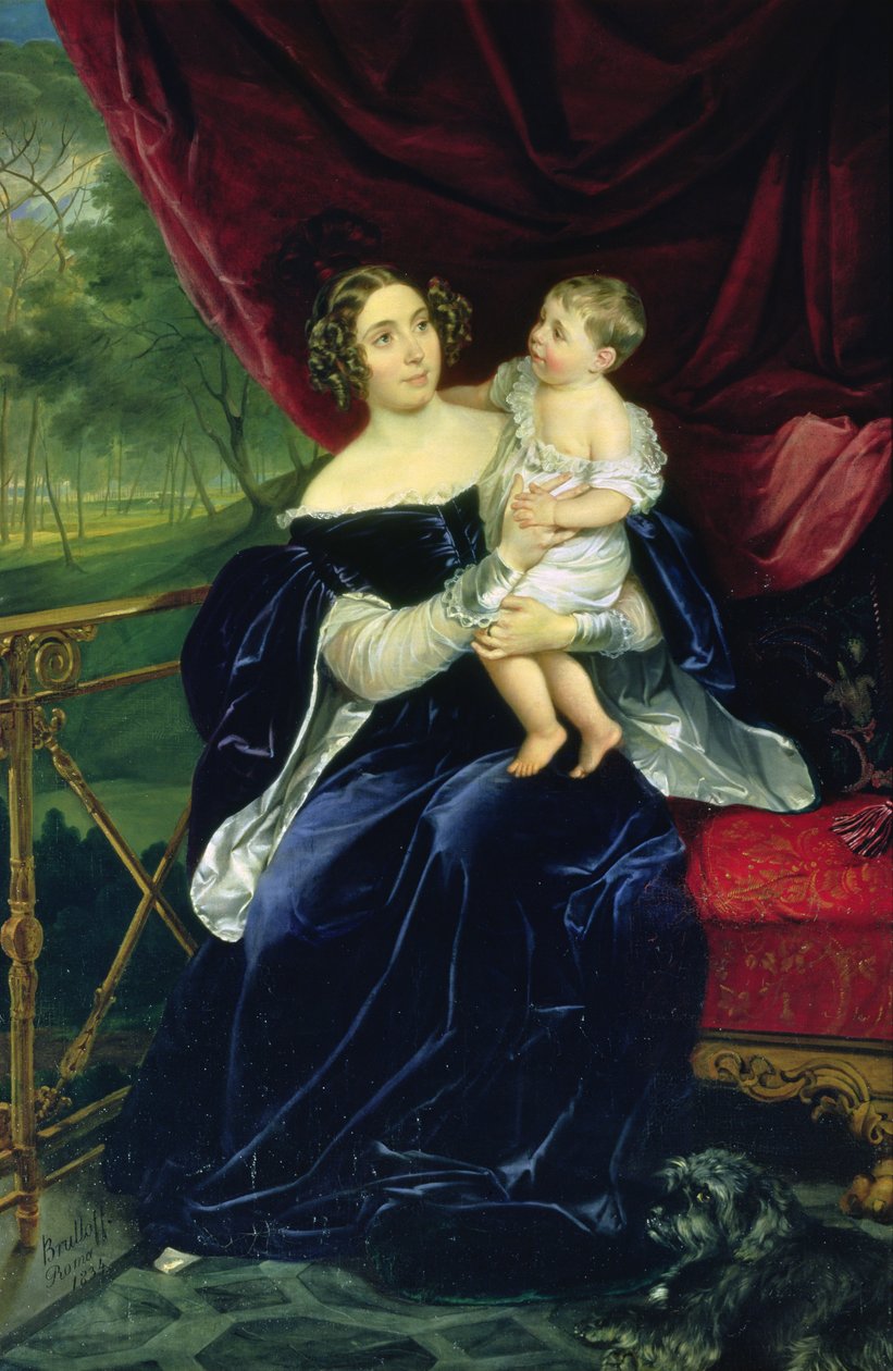 Gravin Olga Ivanovna Orlov-Davydov met haar dochter, 1834 door Karl Pavlovich Bryullov