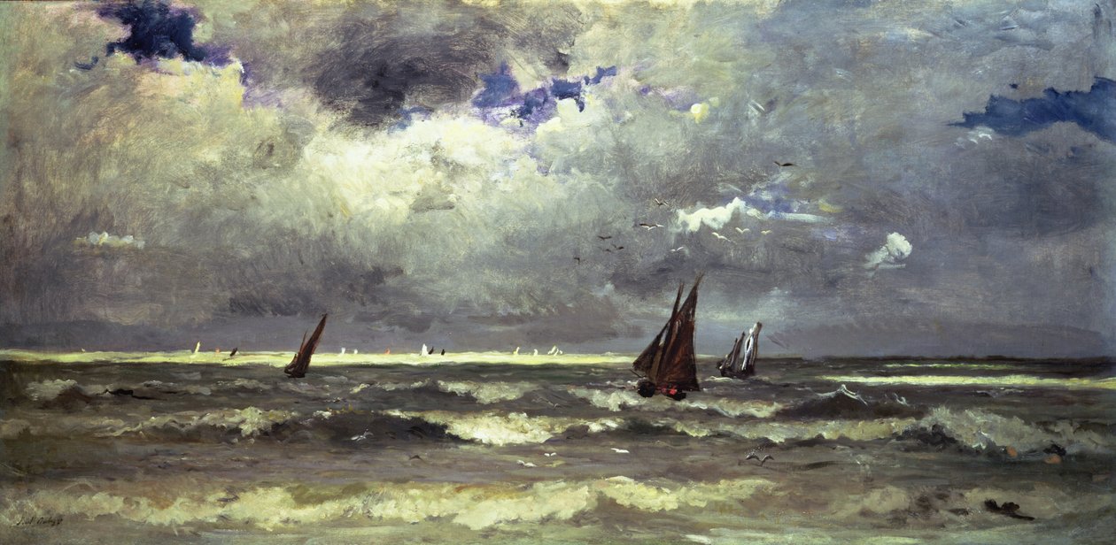 Zeegezicht door Karl Pierre Daubigny