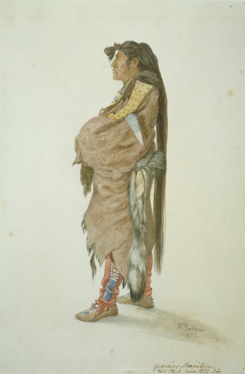 Ahsch?psa Masihichsi, een Hidatsa man door Karl Bodmer