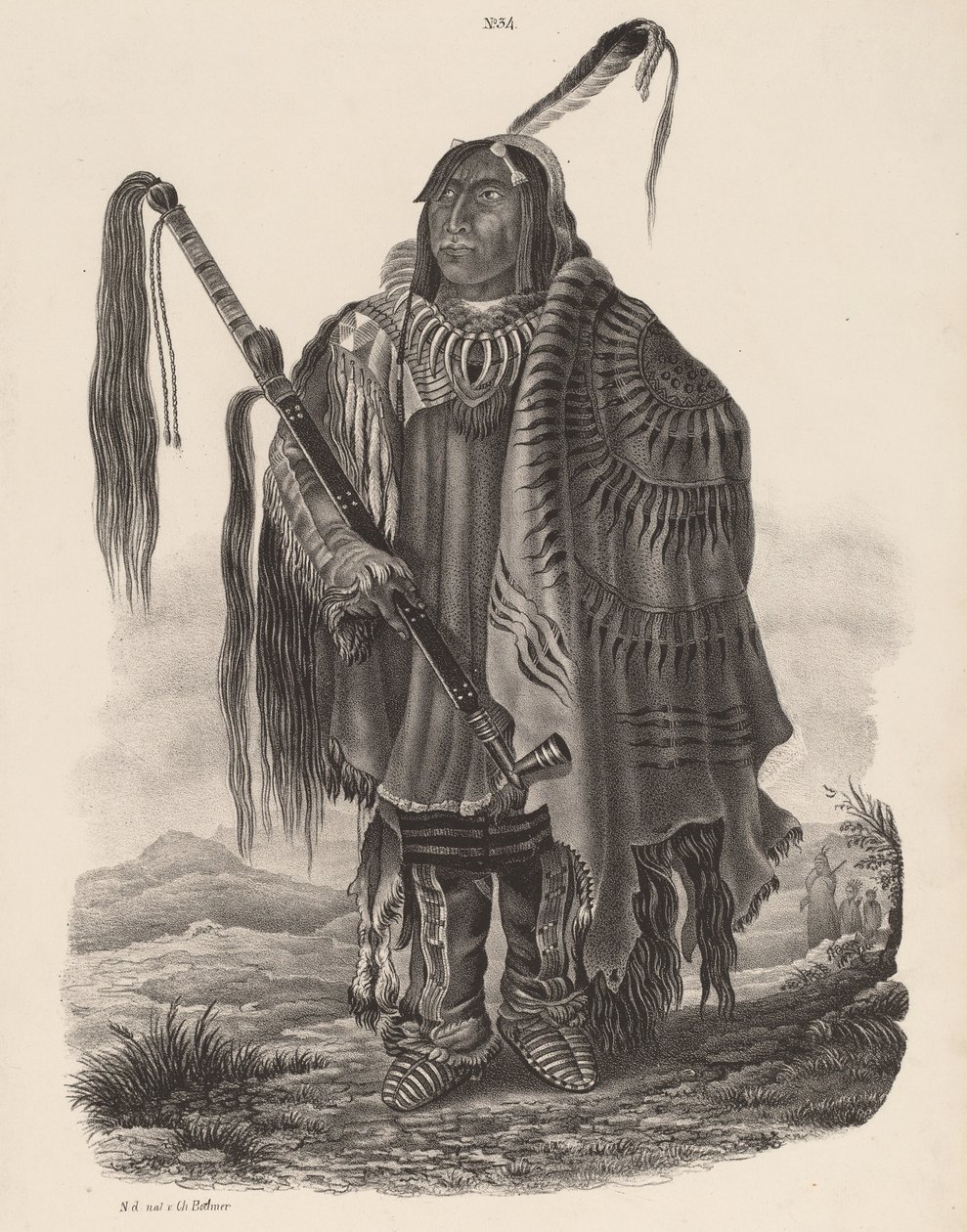 Een Monitari Indiaan, 1839 door Karl Bodmer