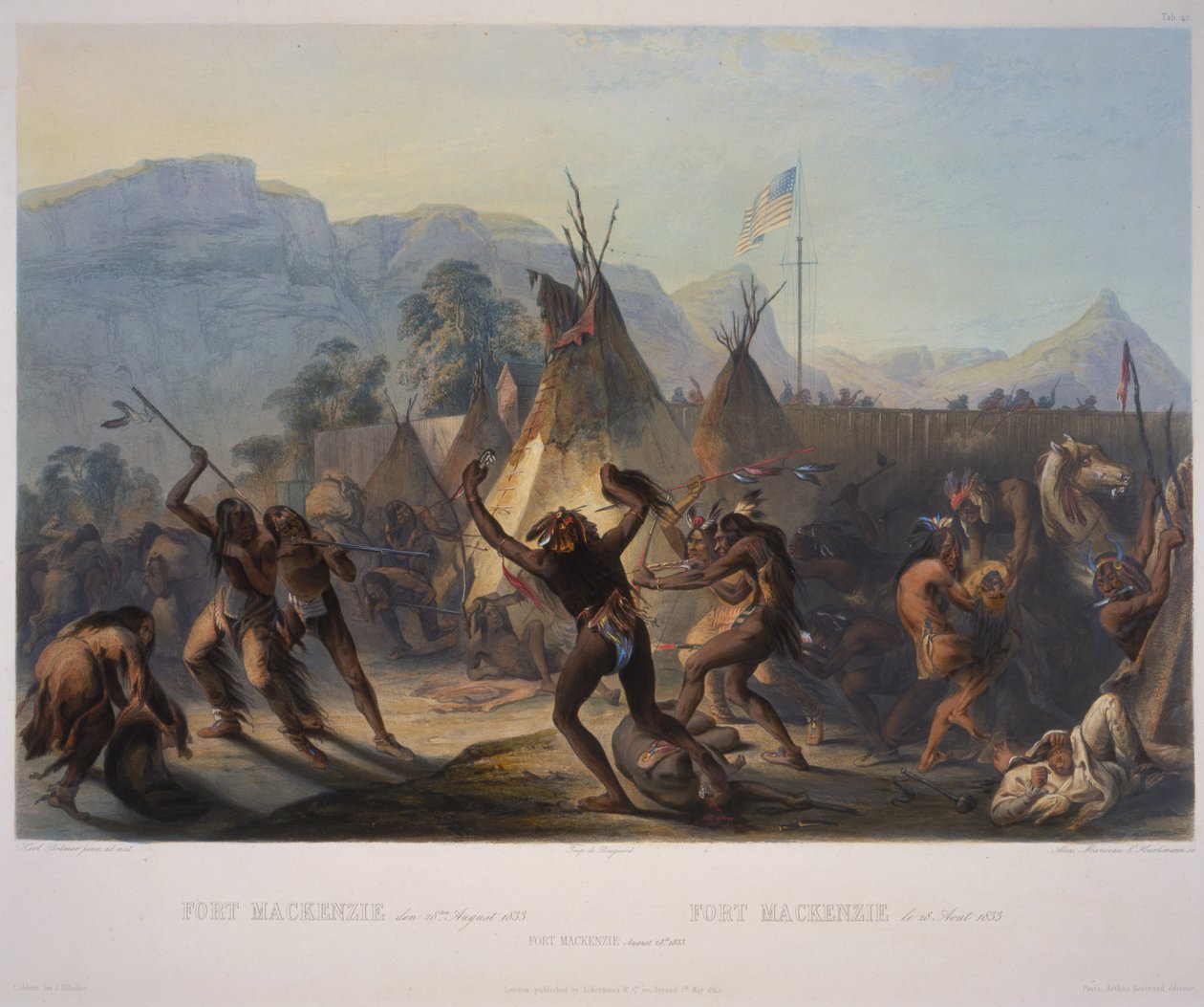 Fort McKenzie (28 augustus 1833) door Karl Bodmer
