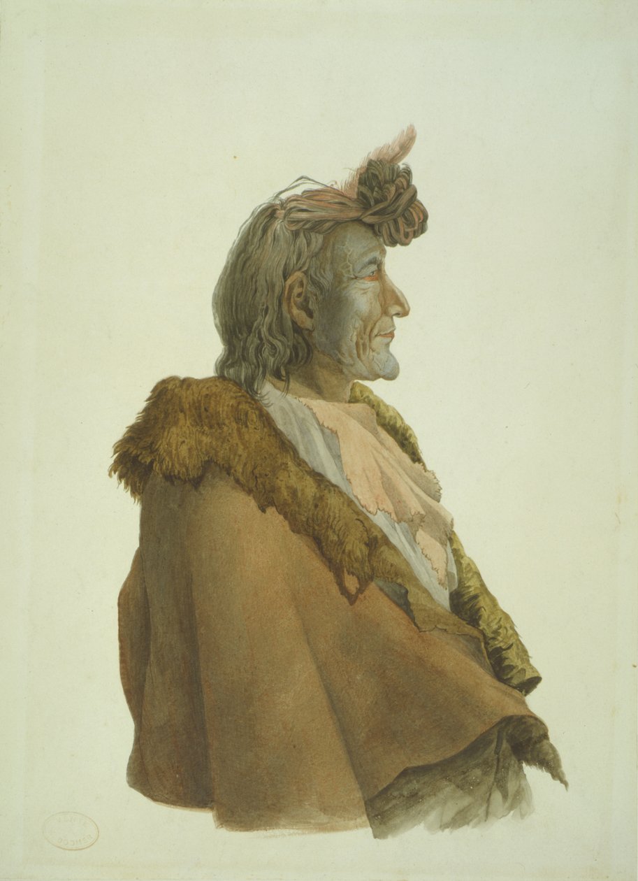Pioch-Ki?iu, een Piegan Blackfeet man door Karl Bodmer