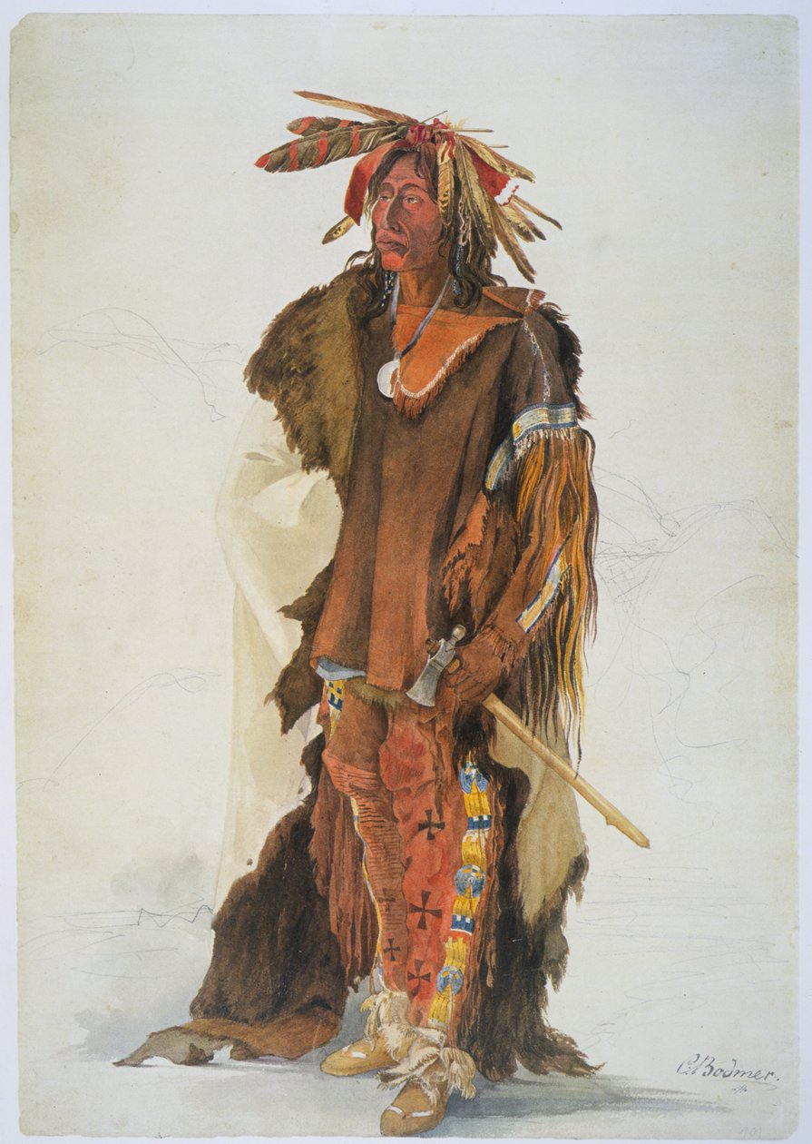 Wahk-ta-Ge-Li. Een Sioux krijger door Karl Bodmer