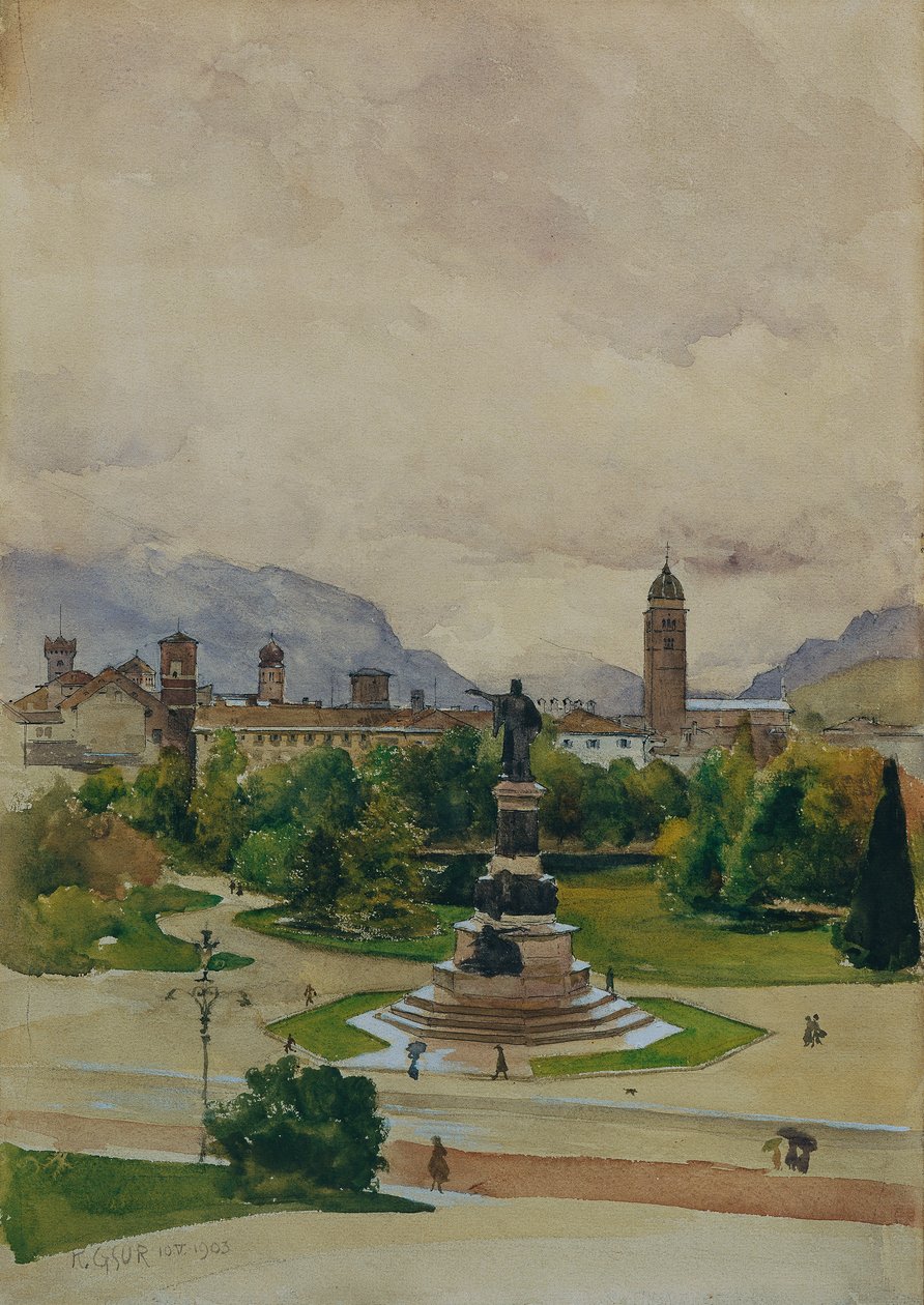 Danteplein in Trento door Karl Friedrich Gsur