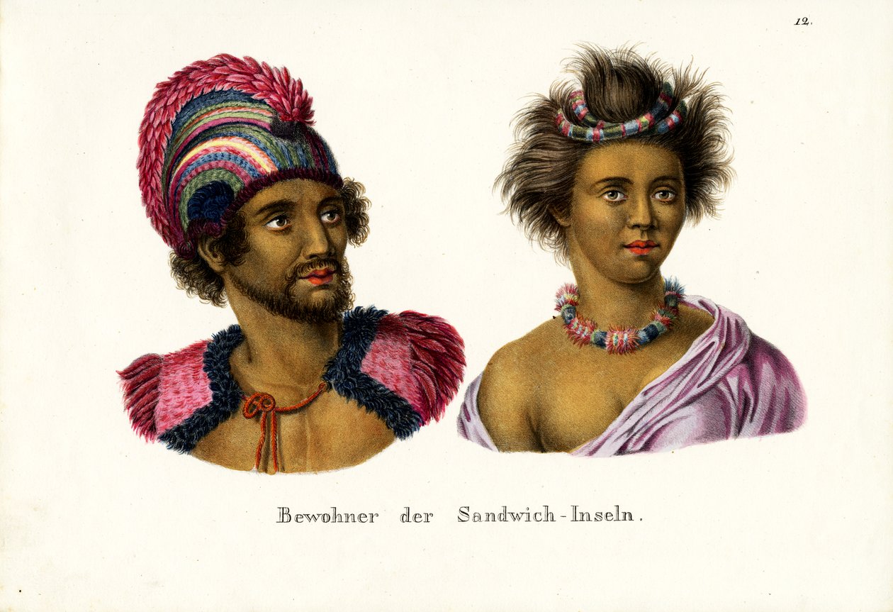 Mensen van Hawaï, 1824 door Karl Joseph Brodtmann