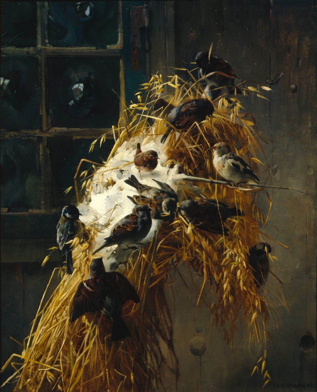 Kerstschoven met vogels door Karl K. Uchermann