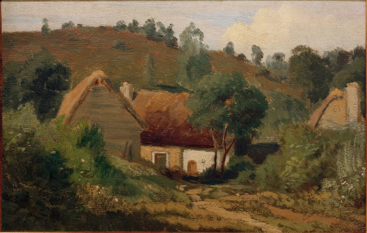 Franse landschap met huizen door Karl Peter Burnitz