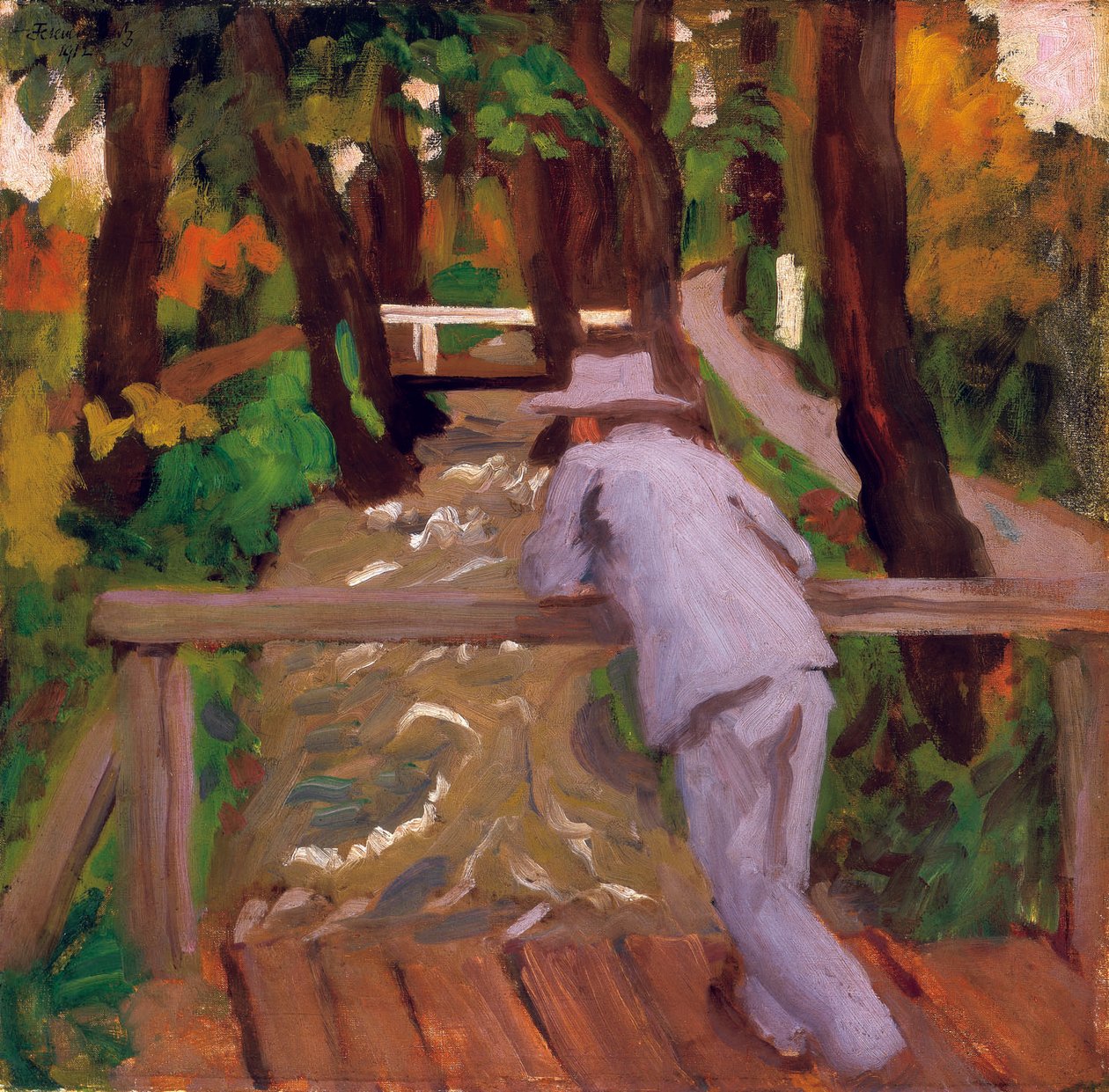 Man op de brug door Károly Ferenczy
