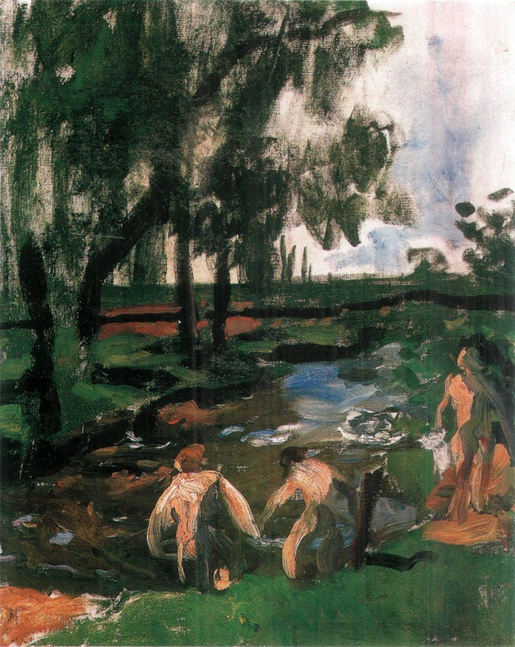 Zomerbadende Jongens schets door Károly Ferenczy