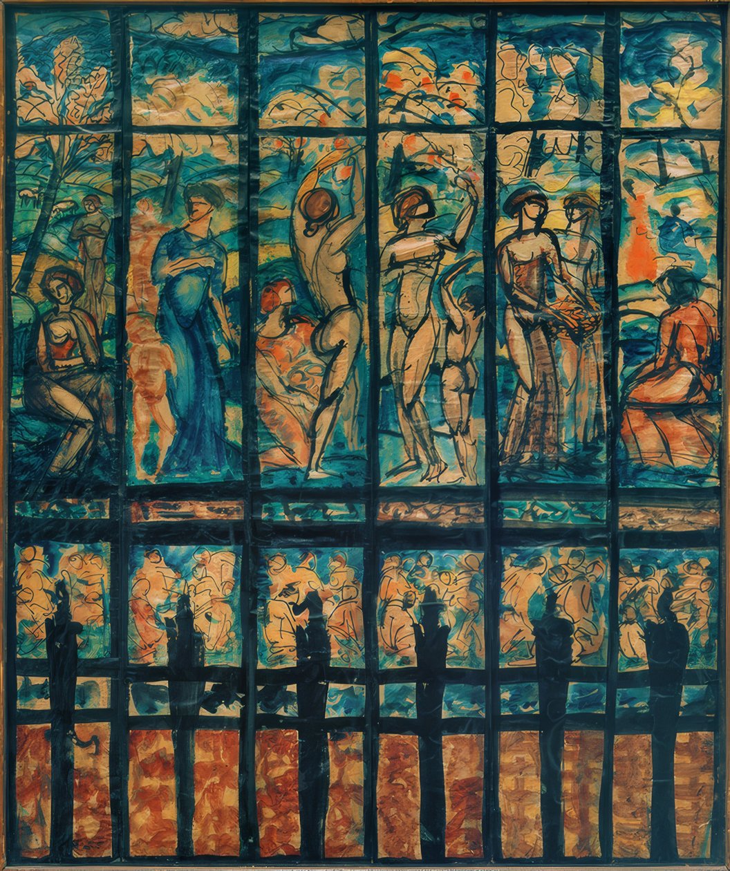 Ontwerp voor glas-in-loodraam door Karoly Kernstok
