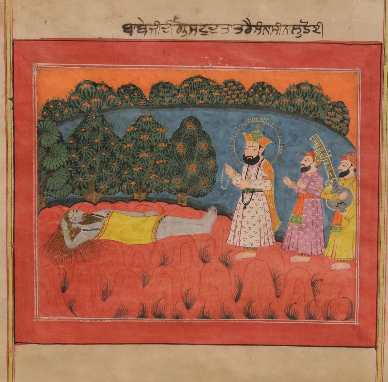 Guru Nanak ontmoet de Sanyasi Dattetreya door Kashmir School