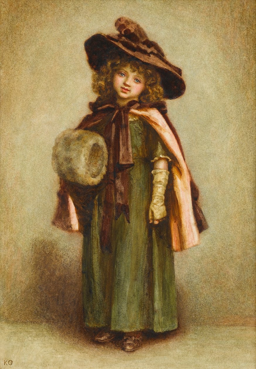 Klaar om uit te gaan: Het meisje met de mof door Kate Greenaway