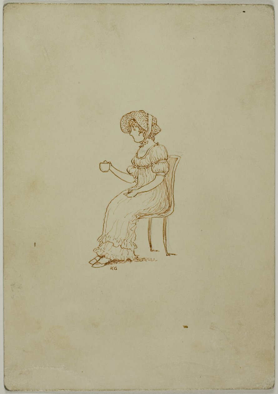 Zittend Meisje met Theekopje door Kate Greenaway
