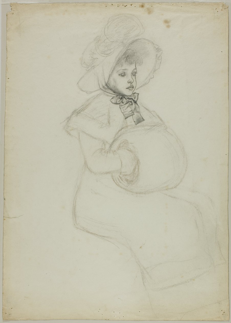 Zittend Meisje met Moffel door Kate Greenaway