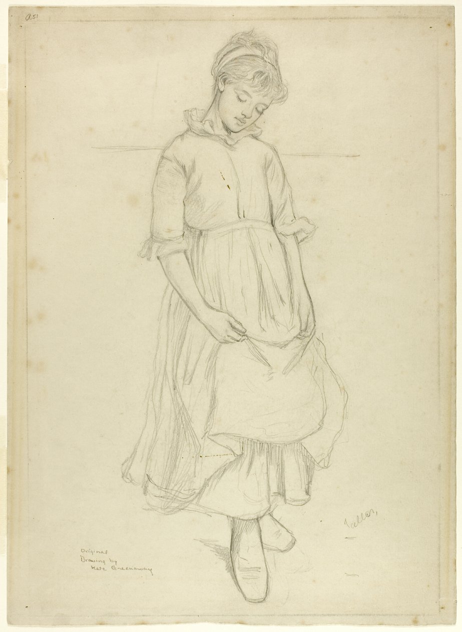 Staand meisje door Kate Greenaway
