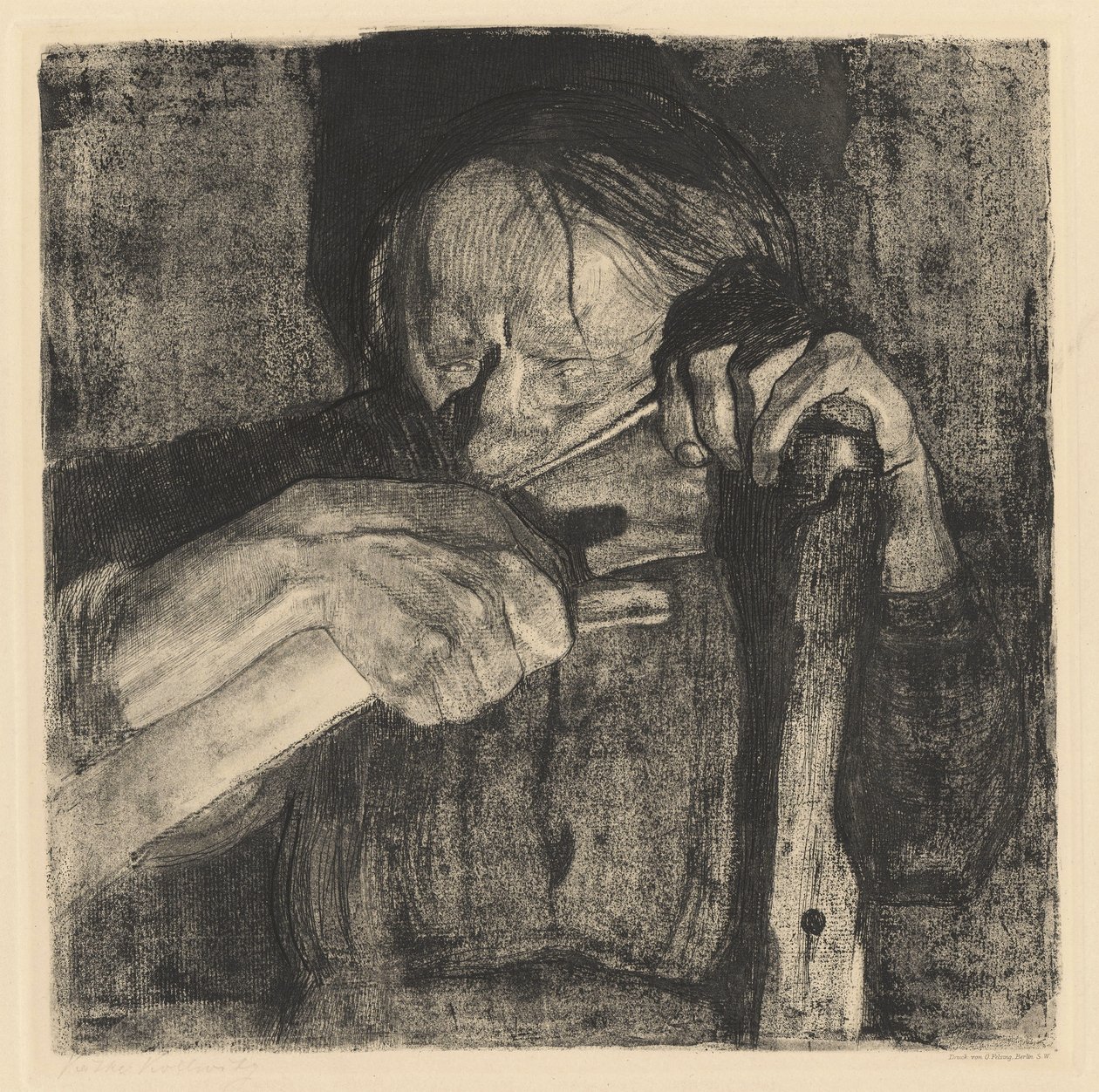 Het Slijpen van de Zeis door Käthe Kollwitz