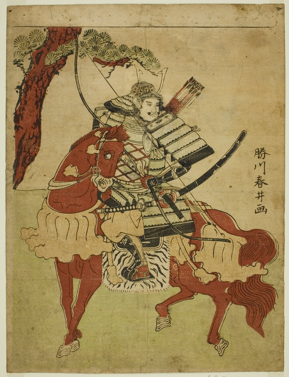 Krijger te paard door Katsukawa Shunsei