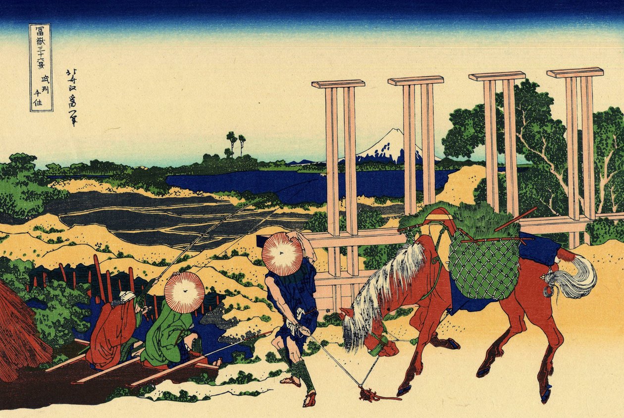 Chofu in Musashi door Katsushika Hokusai