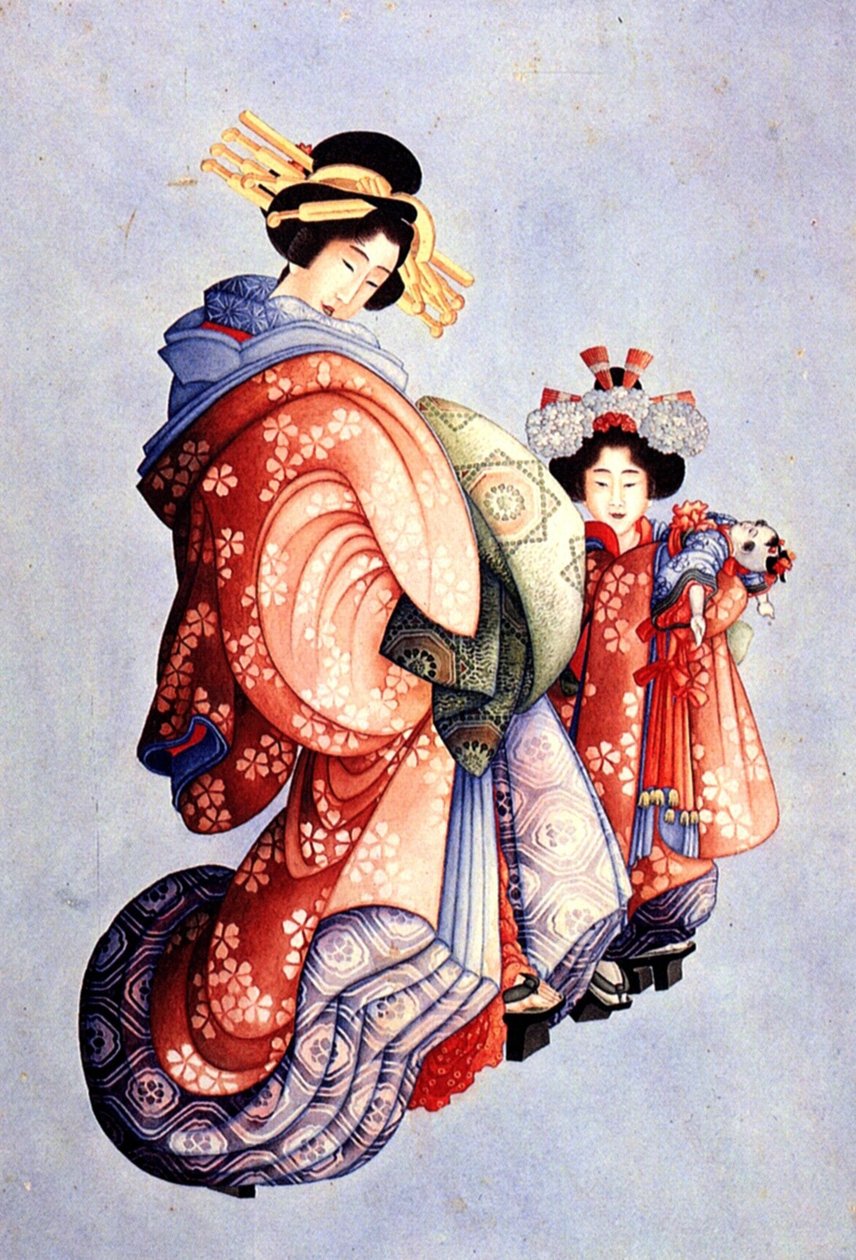 Oiran en Kamuro door Katsushika Hokusai