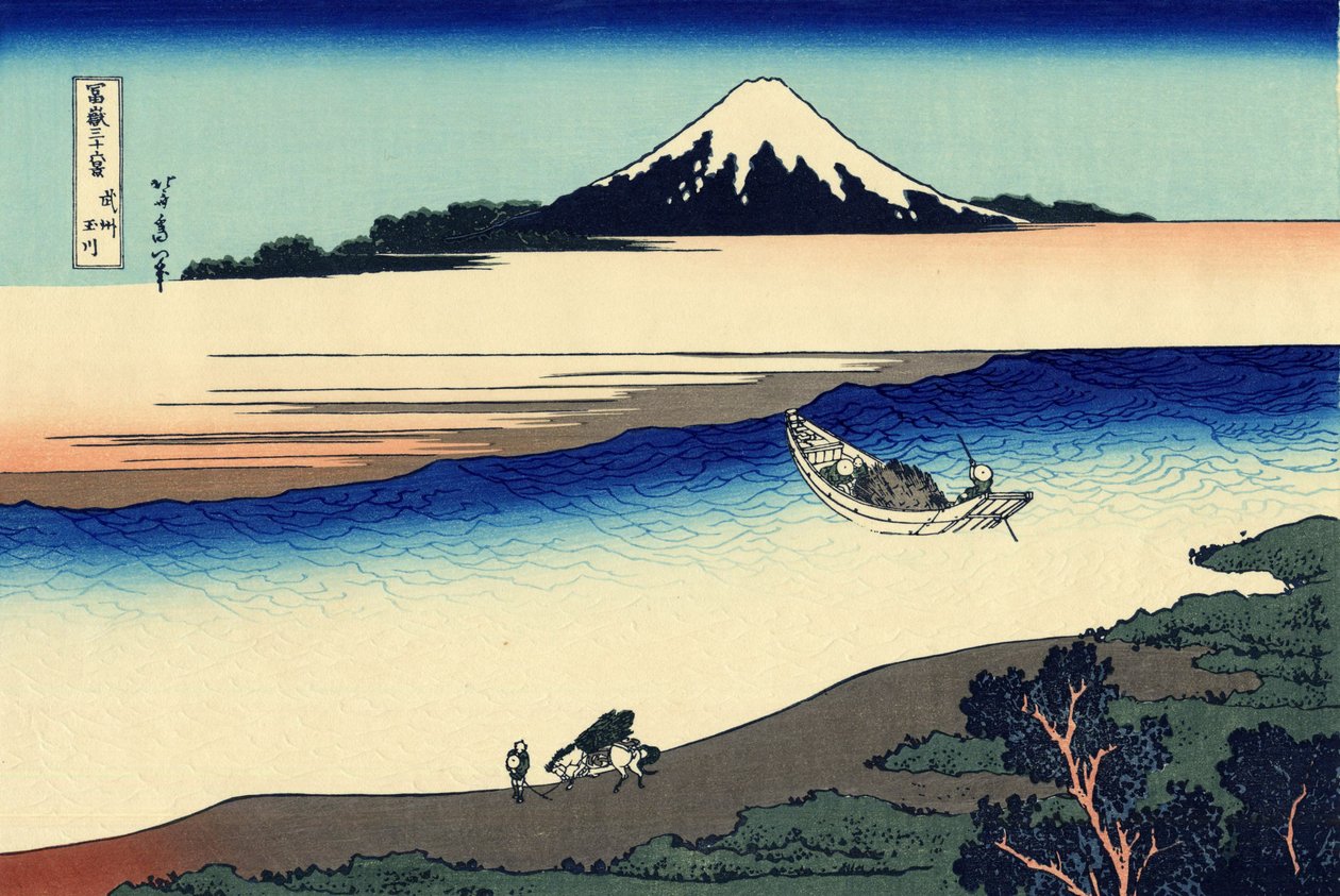 Tama-rivier in de provincie Musashi door Katsushika Hokusai