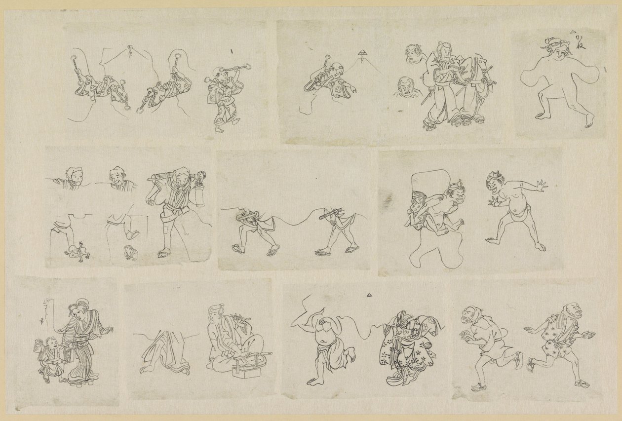 Elf verschillende voorstellingen van mensen door Katsushika Hokusai (possibly)