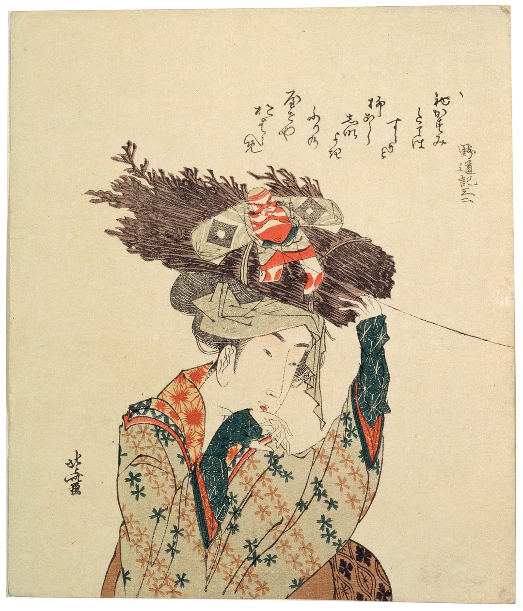 Een Meisje uit Ohara, 1806-1815 door Katsushika Hokusai