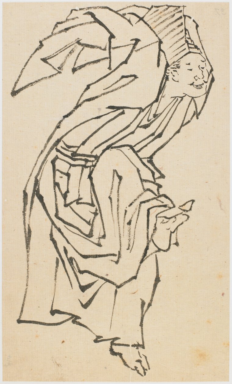 Een Sambaso-danser, late 18e-begin 19e eeuw door Katsushika Hokusai
