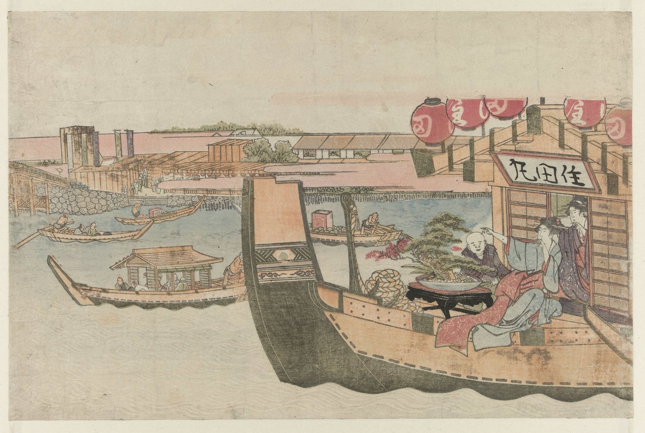 Varen op de Sumida rivier door Katsushika Hokusai