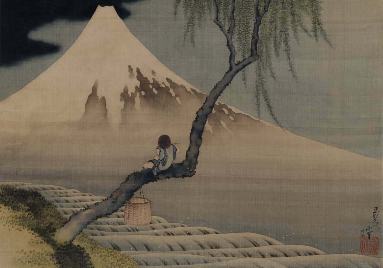 Jongen die de berg Fuji bekijkt, 1839 door Katsushika Hokusai