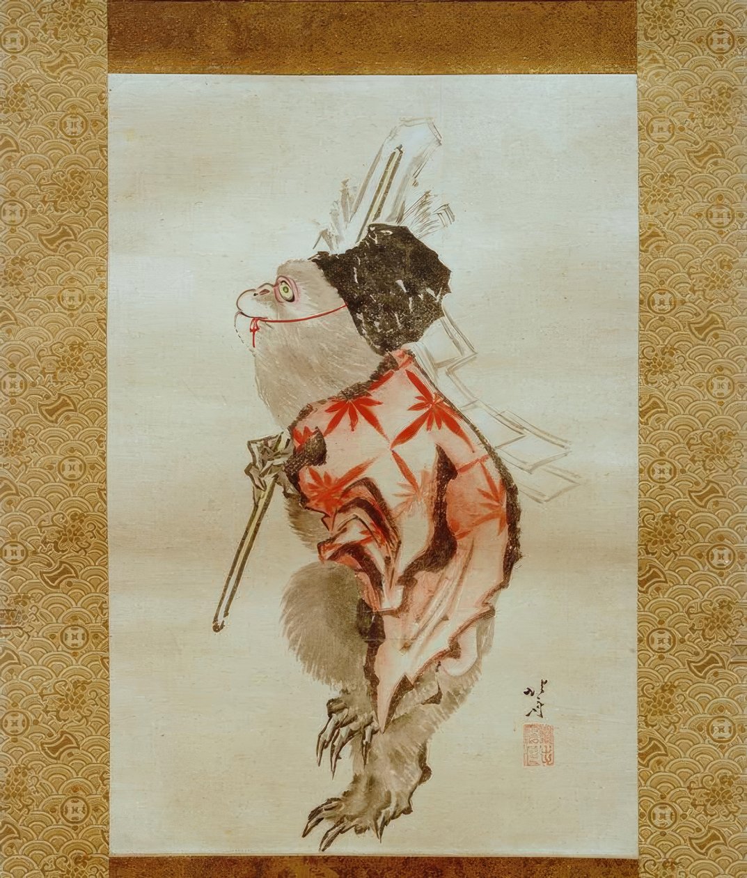 Getrainde aap door Katsushika Hokusai