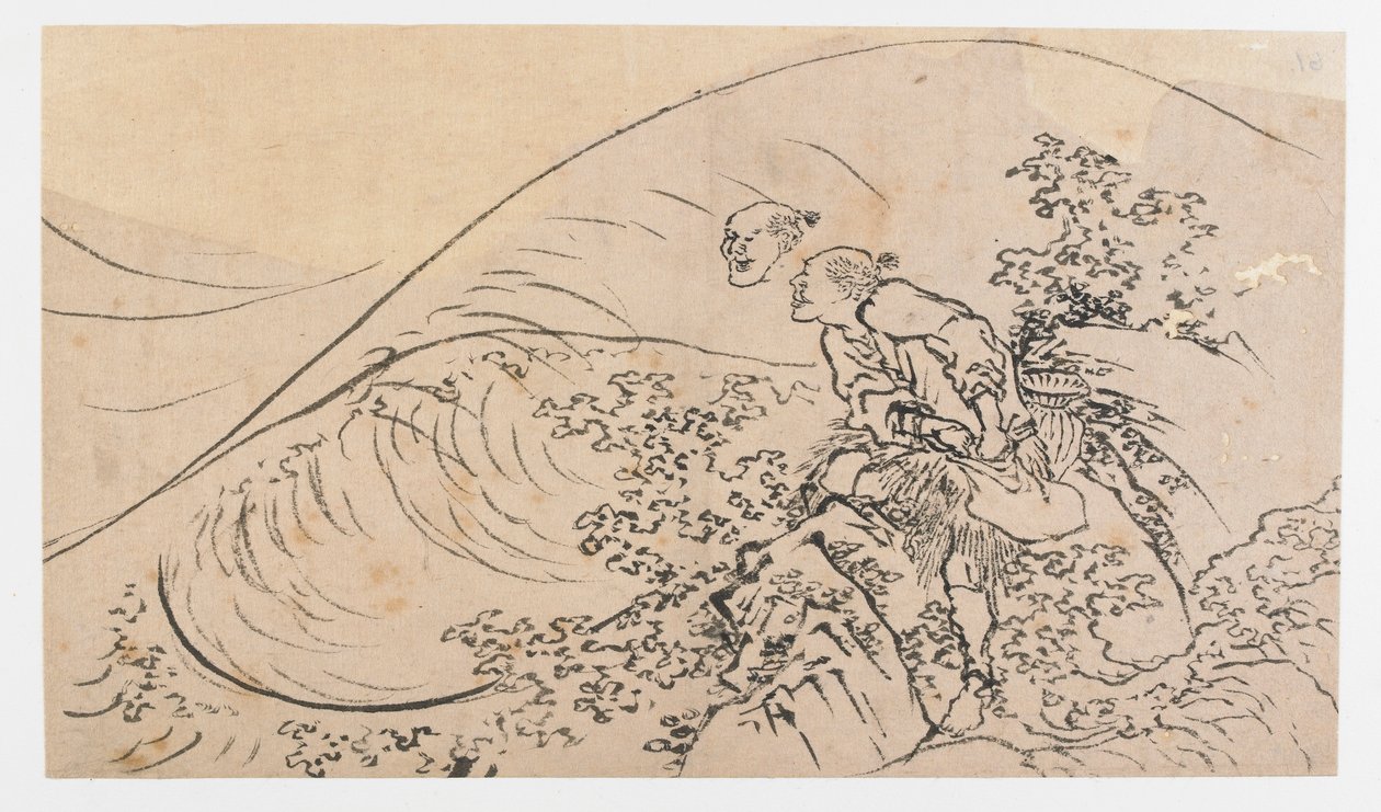 Visser die aas gooit door Katsushika Hokusai