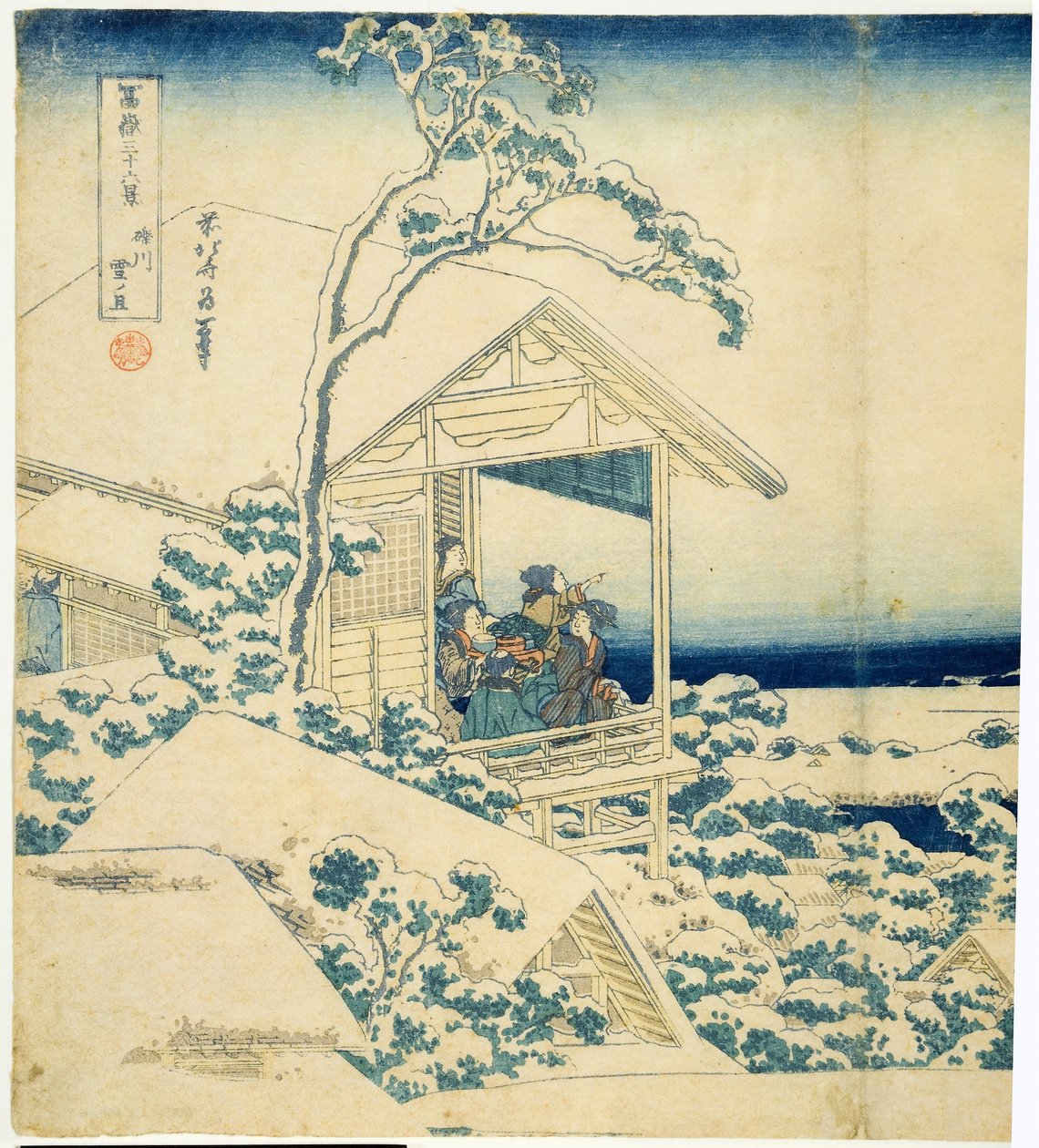 Sneeuwochtend in Koishikawa, c.1831-34 door Katsushika Hokusai