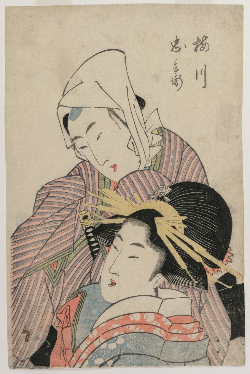 De Geliefden Umegawa en Chubei door Katsushika Hokusai