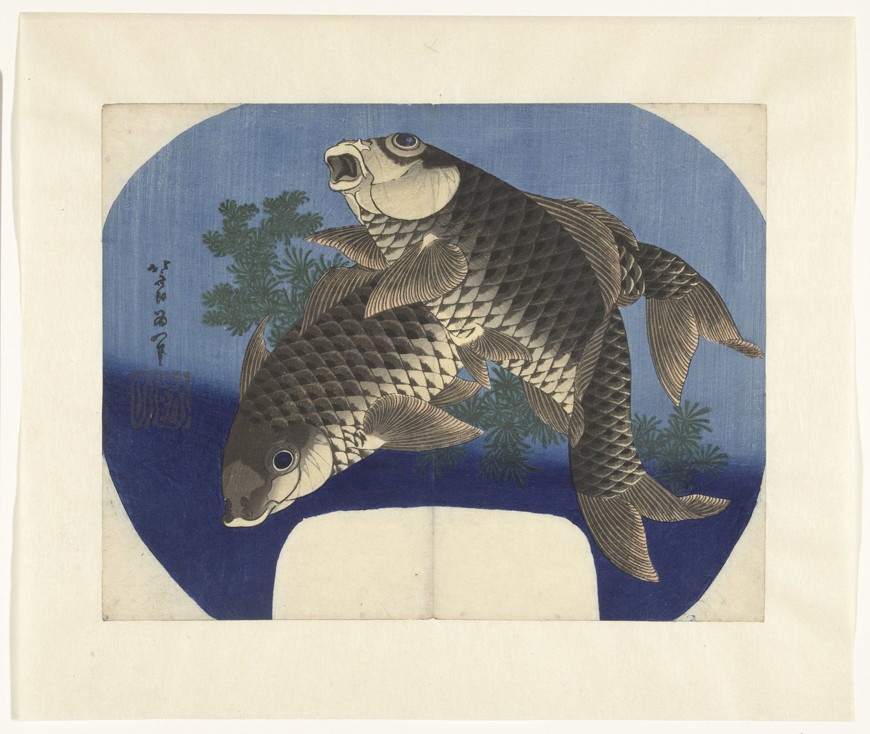 Twee karpers door Katsushika Hokusai