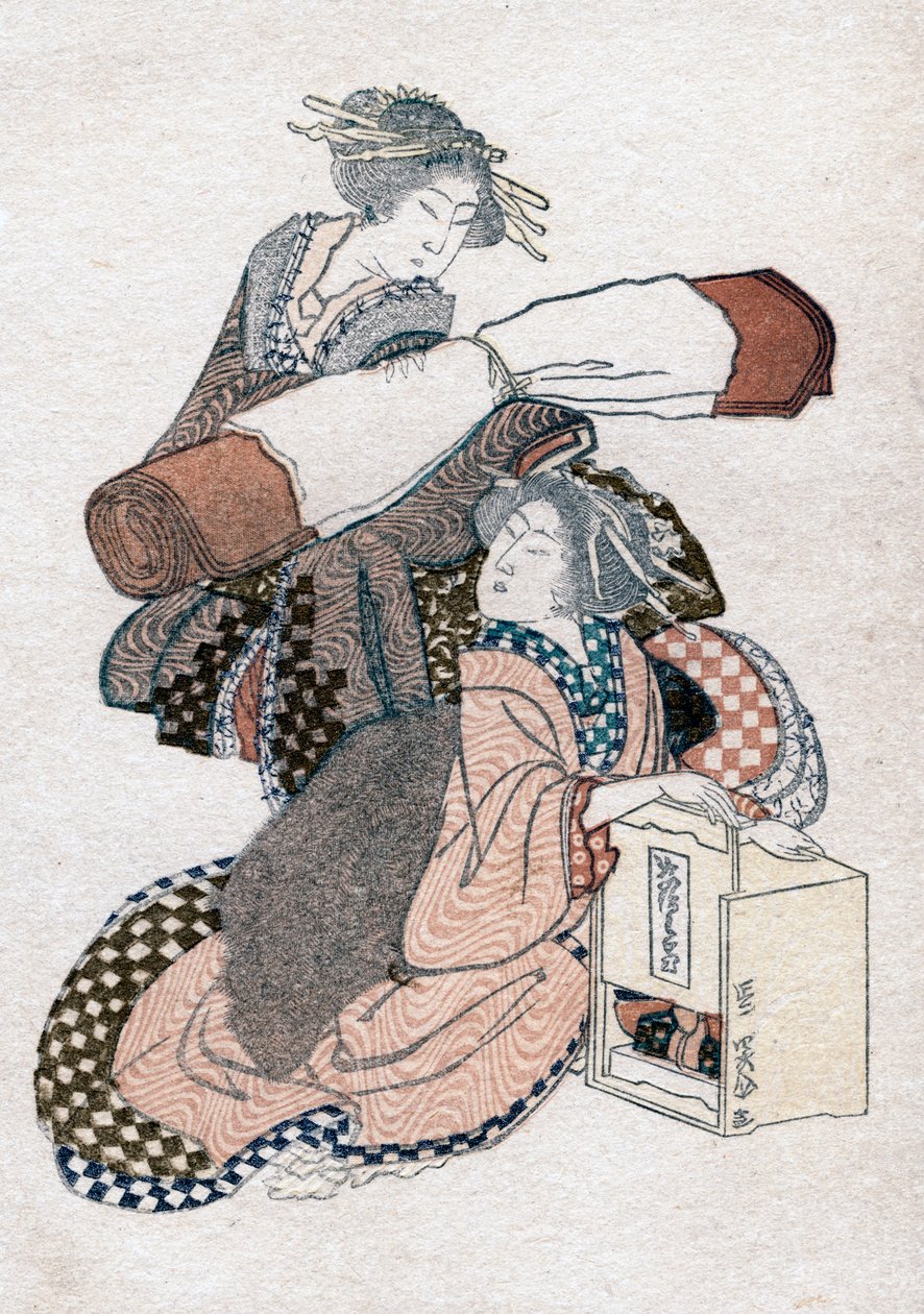 Twee Japanse vrouwen, ca. 1780-1849 door Katsushika Hokusai