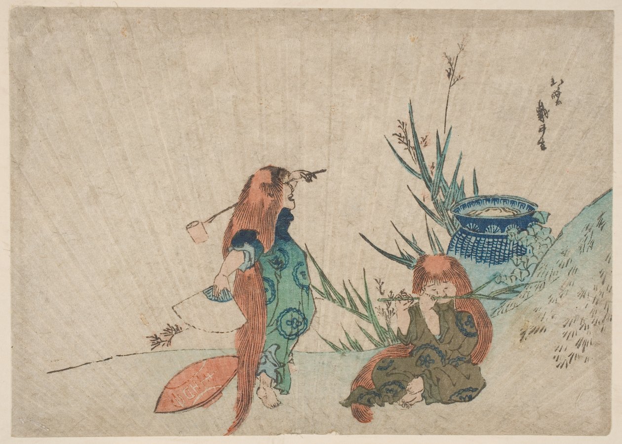 Twee Shōjō door Katsushika Hokusai