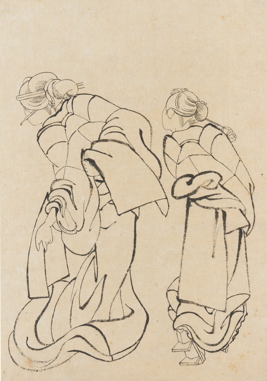 Twee vrouwen, laat 18e-begin 19e eeuw door Katsushika Hokusai